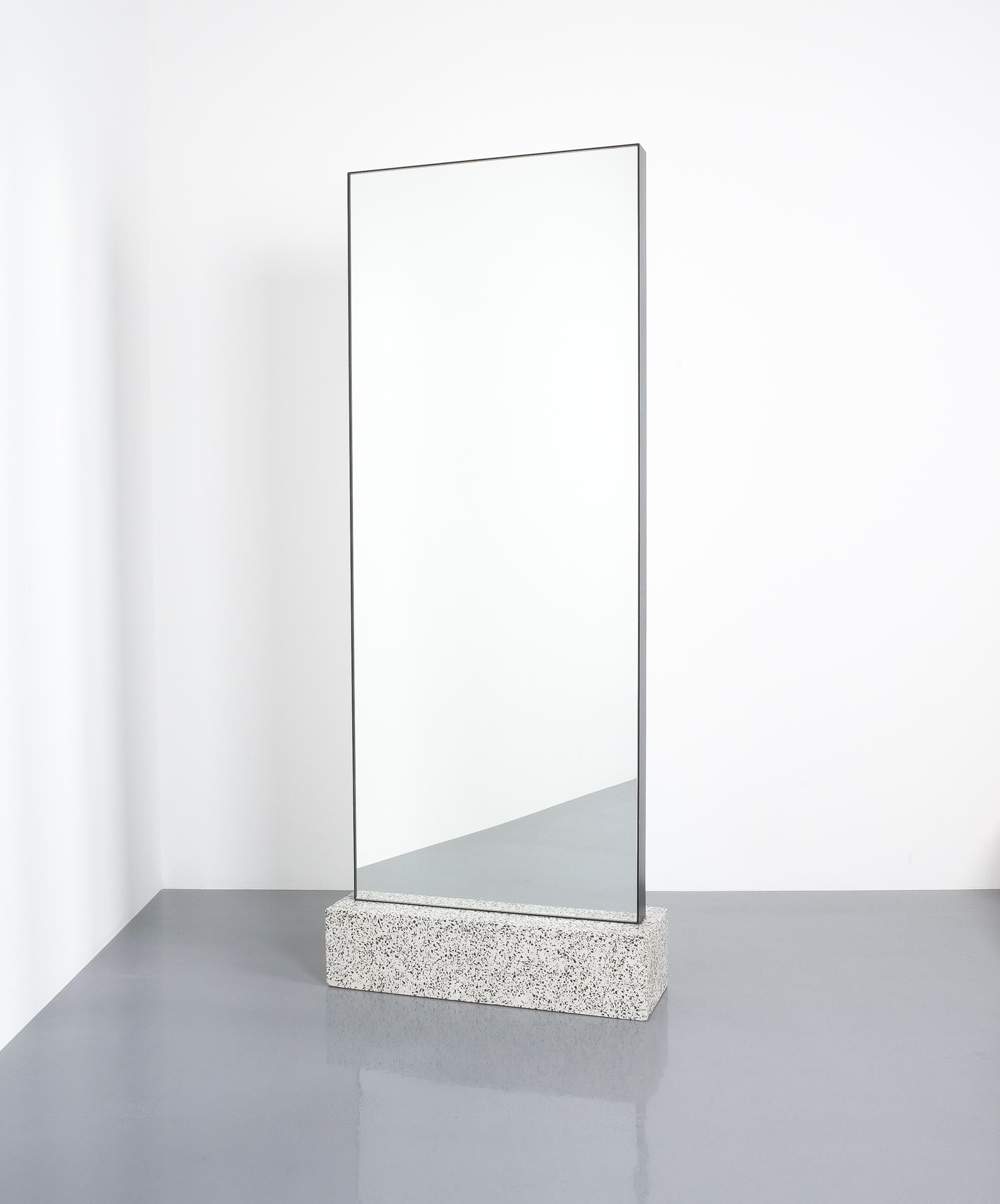 Full Length Double Mirror with Terrazzo Base Style Memphis, circa 1985 In Good Condition In Vienna, AT