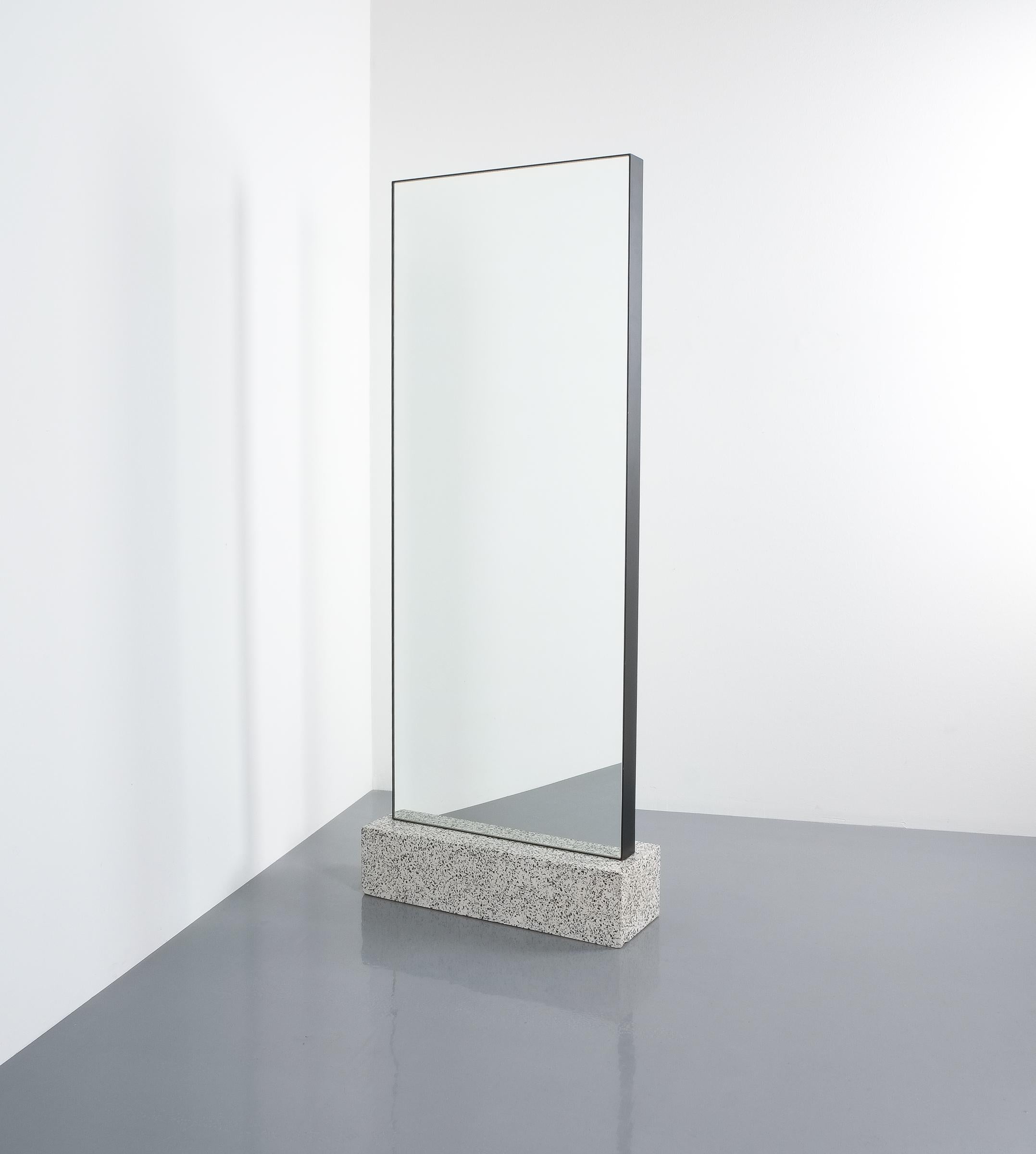 Late 20th Century Full Length Double Mirror with Terrazzo Base Style Memphis, circa 1985