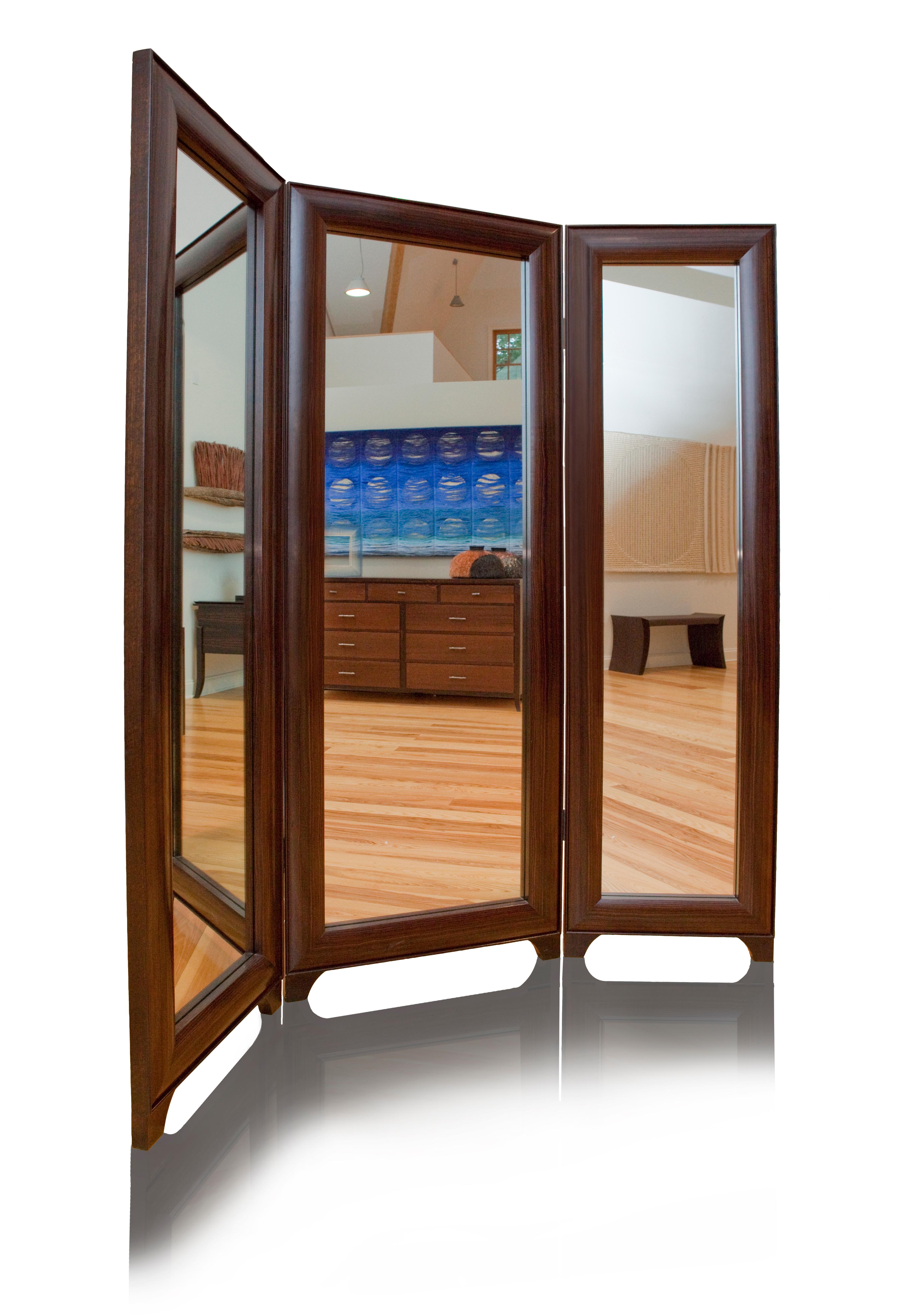 Modern Full Length Dressing Mirror in Macassar Ebony -  Customizable In Exotic Wood For Sale