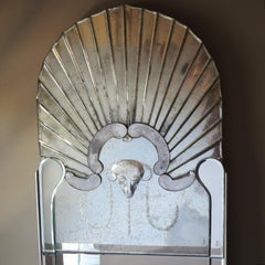 Full Length Dressing Mirror with Etched Rams Head Motif