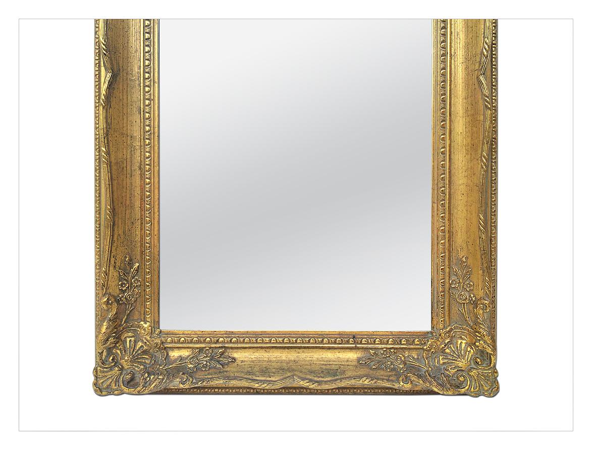 Belgian Full-Length Giltwood Wall Mirror, Louis XV Style, circa 1960 For Sale