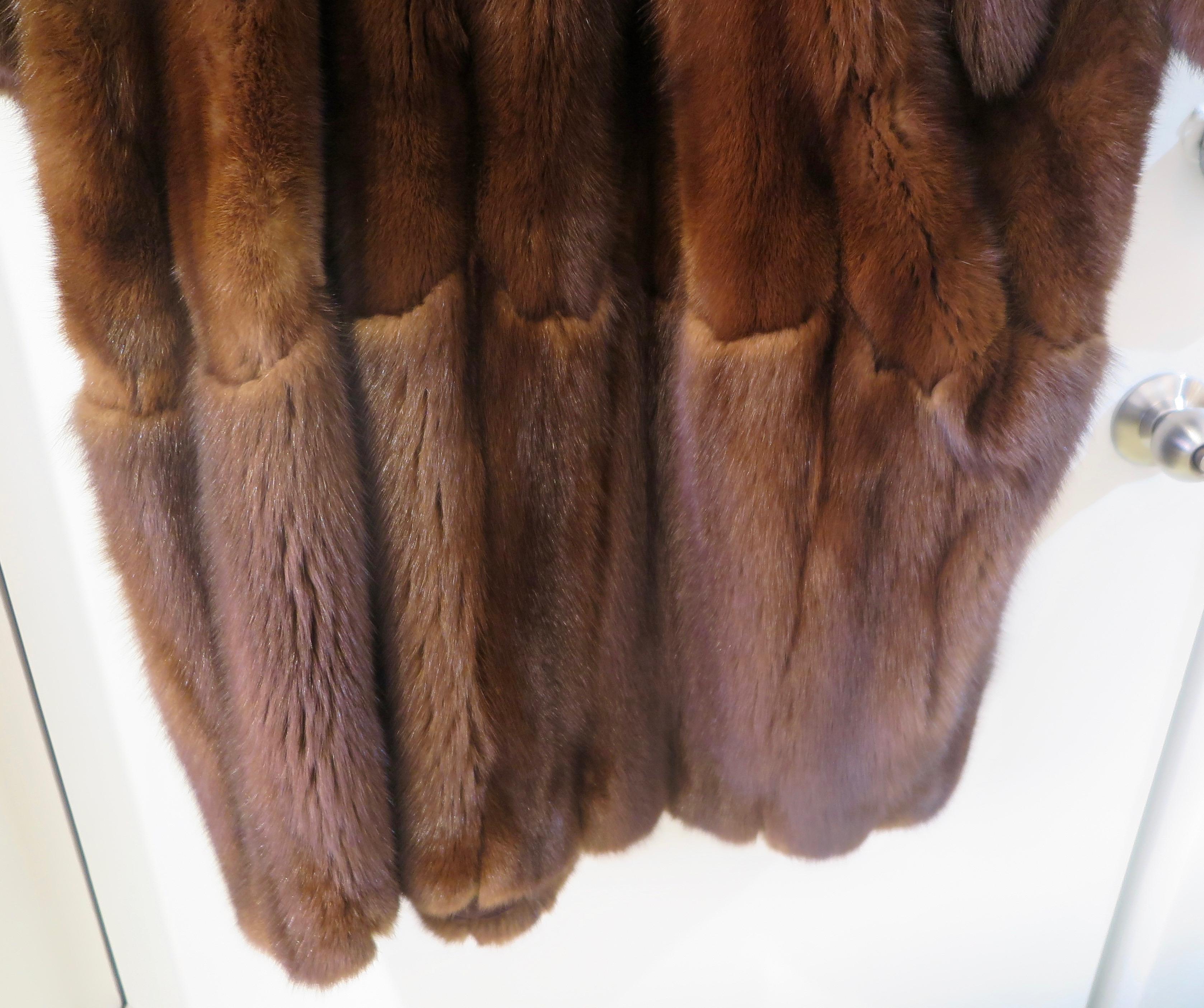 Brown Full Length Kimono Shape Russian Sable Coat by Bisang Fourrures, Switzerland For Sale
