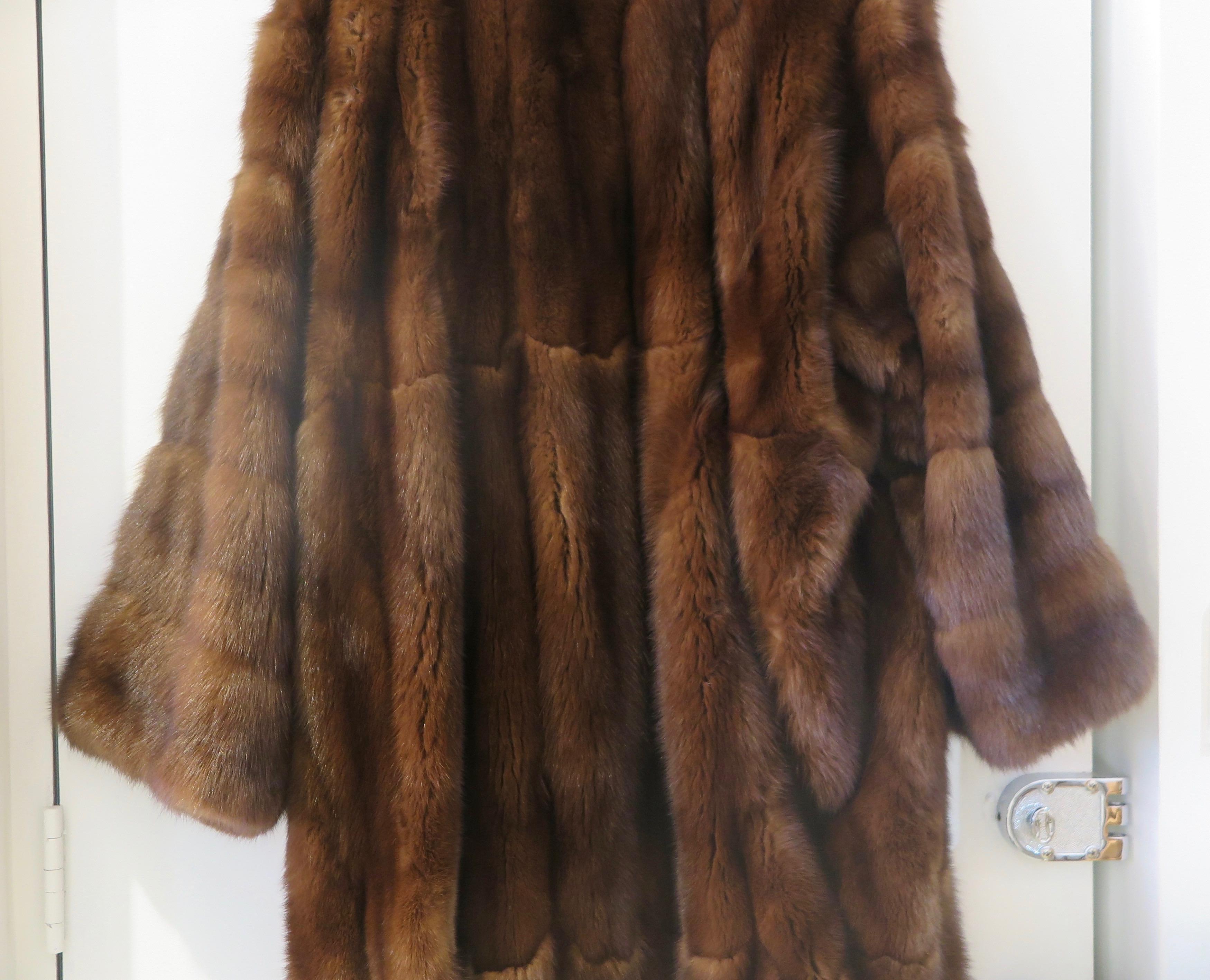 Women's or Men's Full Length Kimono Shape Russian Sable Coat by Bisang Fourrures, Switzerland For Sale