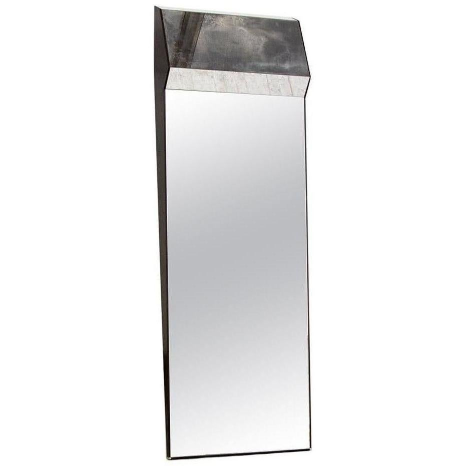 Full Length Leaning Wood Framed K2 Mirror Outlined in Polished or Silvered Brass