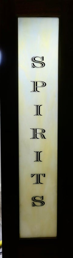 Full Length Opaline Glass Bar Sign, Spirits  Saved During Refurbishment