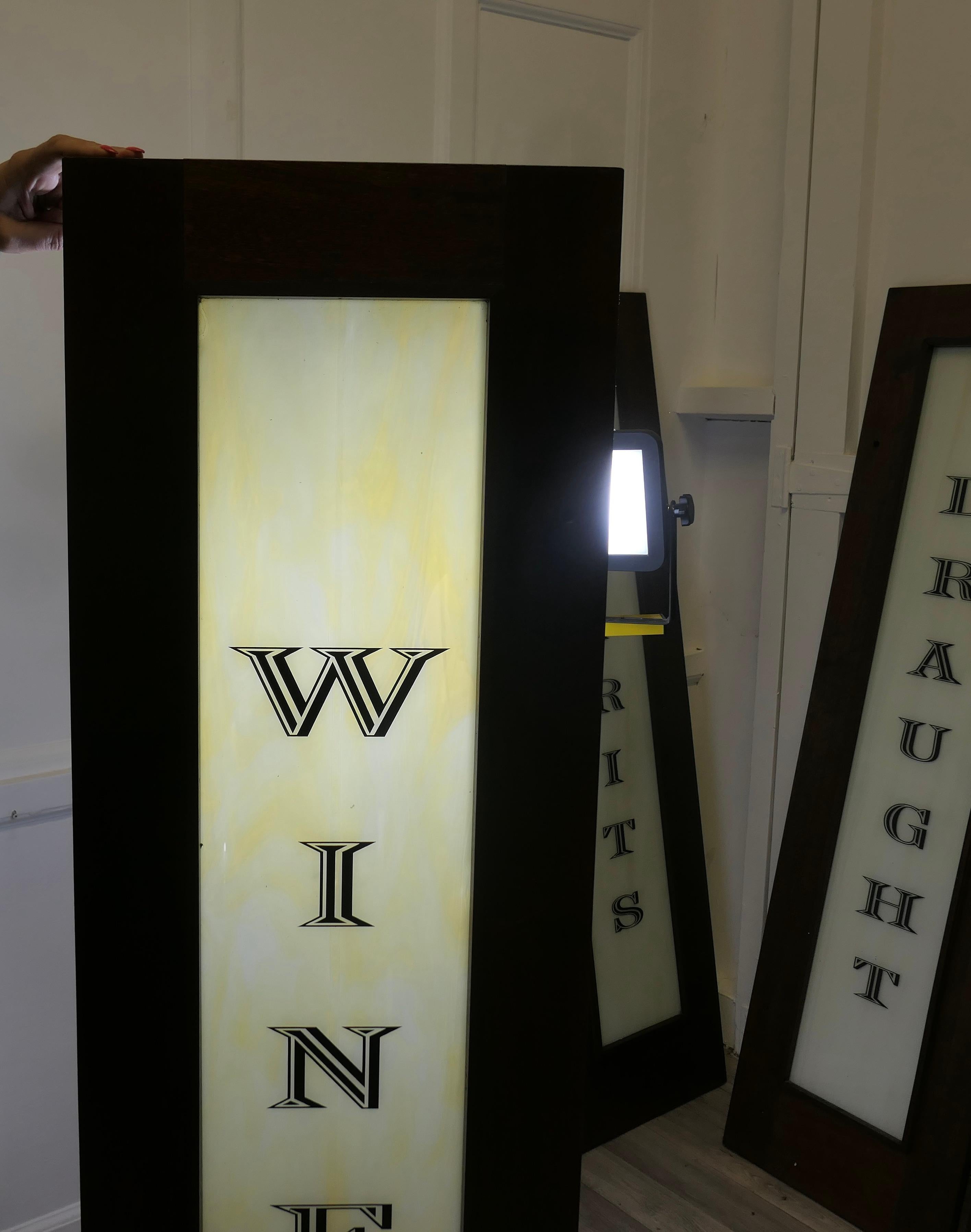 Mid-20th Century Full Length Opaline Glass Bar Sign, Wines  Saved During Refurbishment For Sale