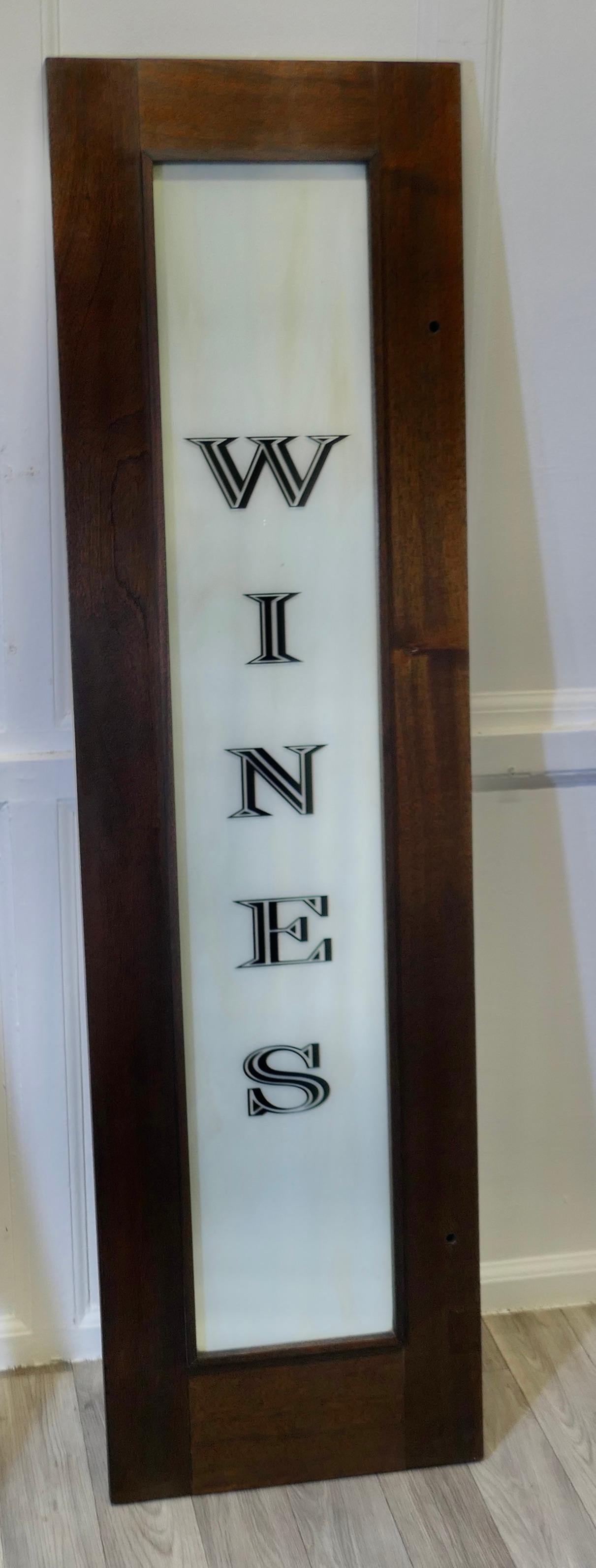 Full Length Opaline Glass Bar Sign, Wines  Saved During Refurbishment For Sale 1