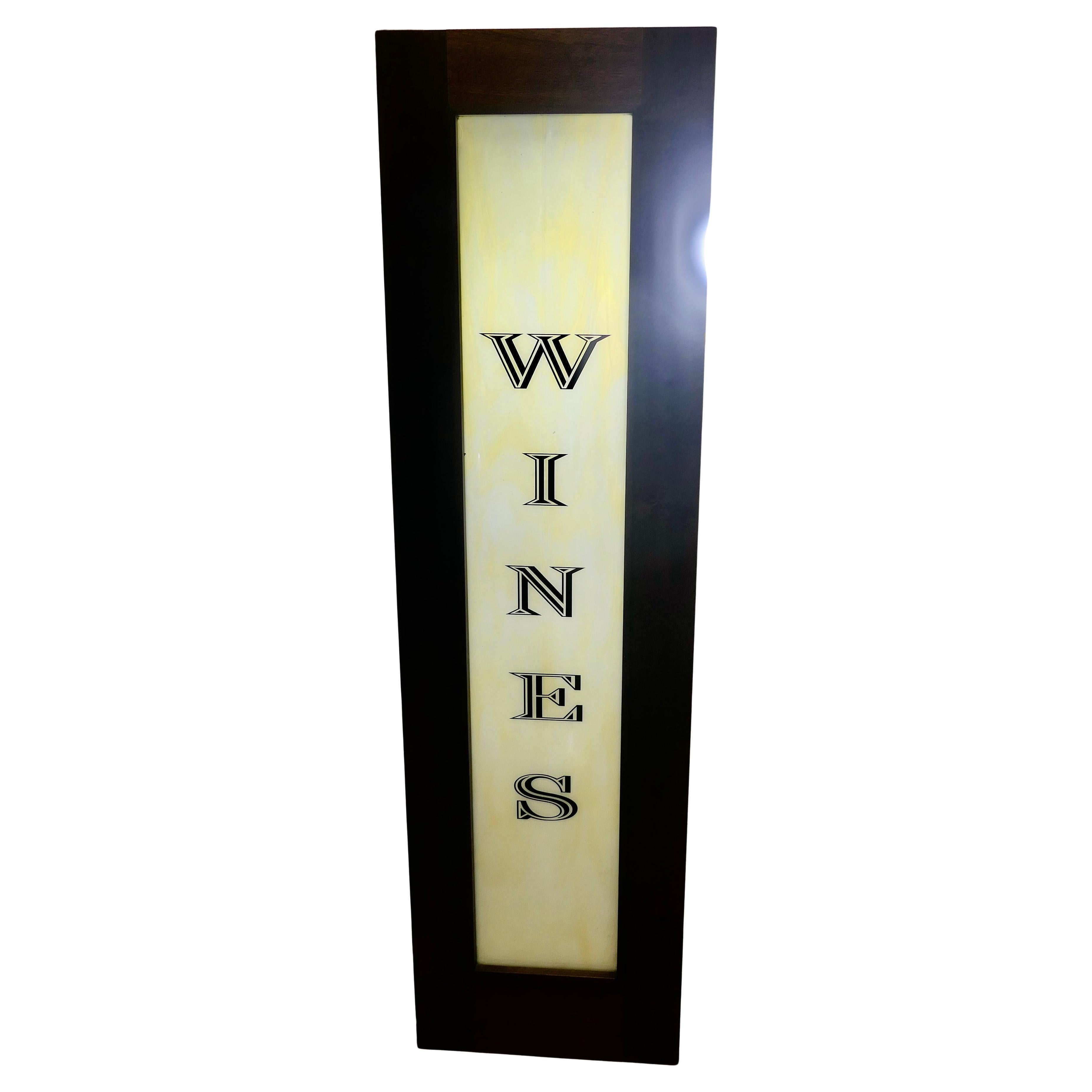 Full Length Opaline Glass Bar Sign, Wines  Saved During Refurbishment
