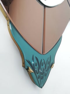 Full Length Pink Mirror in Colored and Cut Glass, Italy 1950s