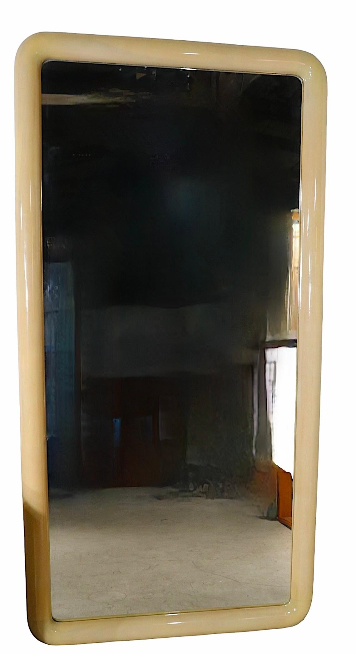 Full Length Postmodern Parchment Framed  Mirror by Marcius & Jonson c 1970-1980s 2