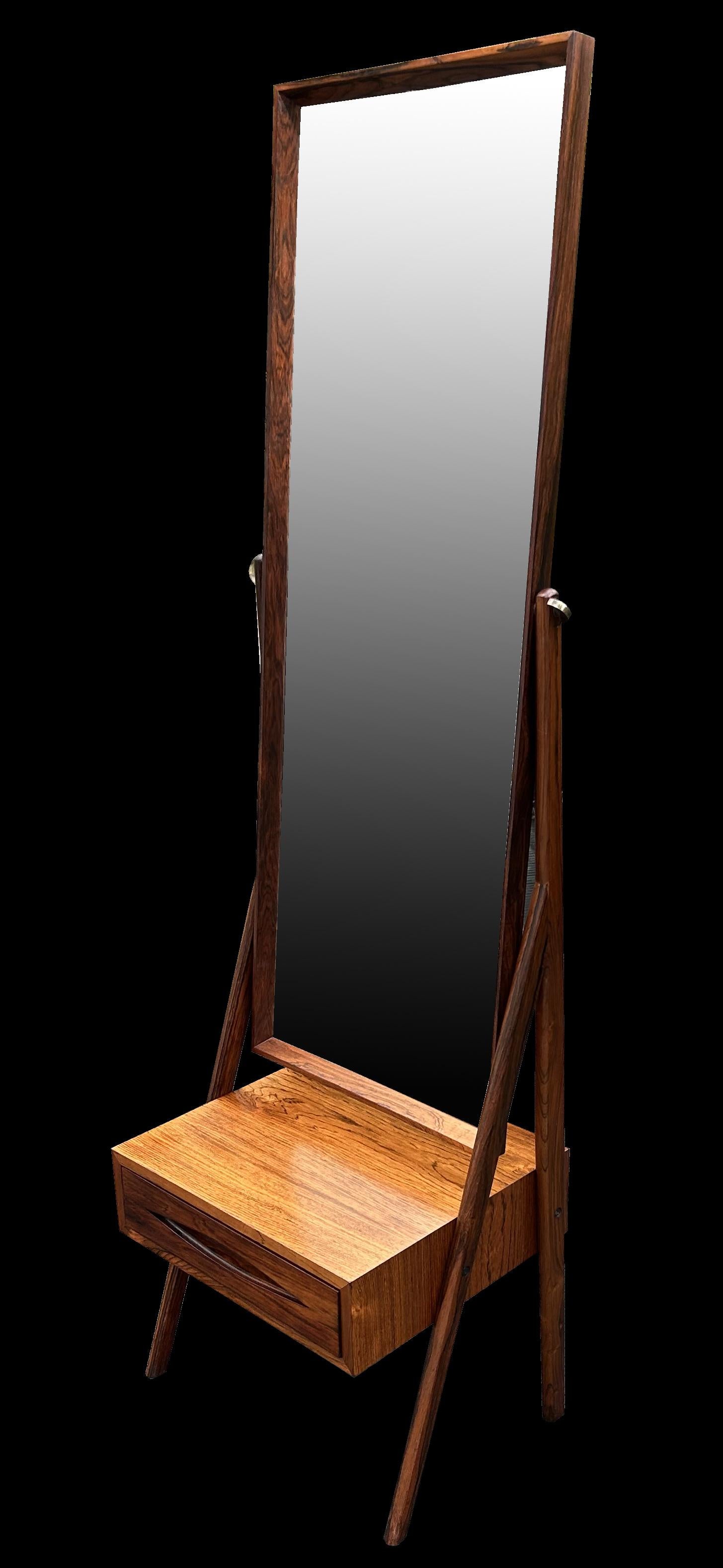 Full length Santos Rosewood Cheval Mirror by Arne Vodder For Sale 1