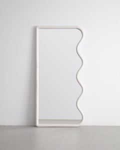 Full Length Squiggle Mirror / Hand Sculpted Bleached Maple