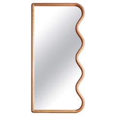 Full length Squiggle Mirror / Hand sculpted Red Oak