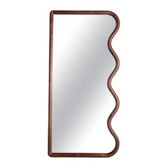 Full length Squiggle Mirror / Hand sculpted Walnut