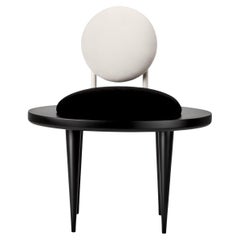Full Moon Chair, Black and White Velvet Dining Chair by Eliz Evar