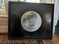 Full Moon Oil Painting Black and White, David Cox