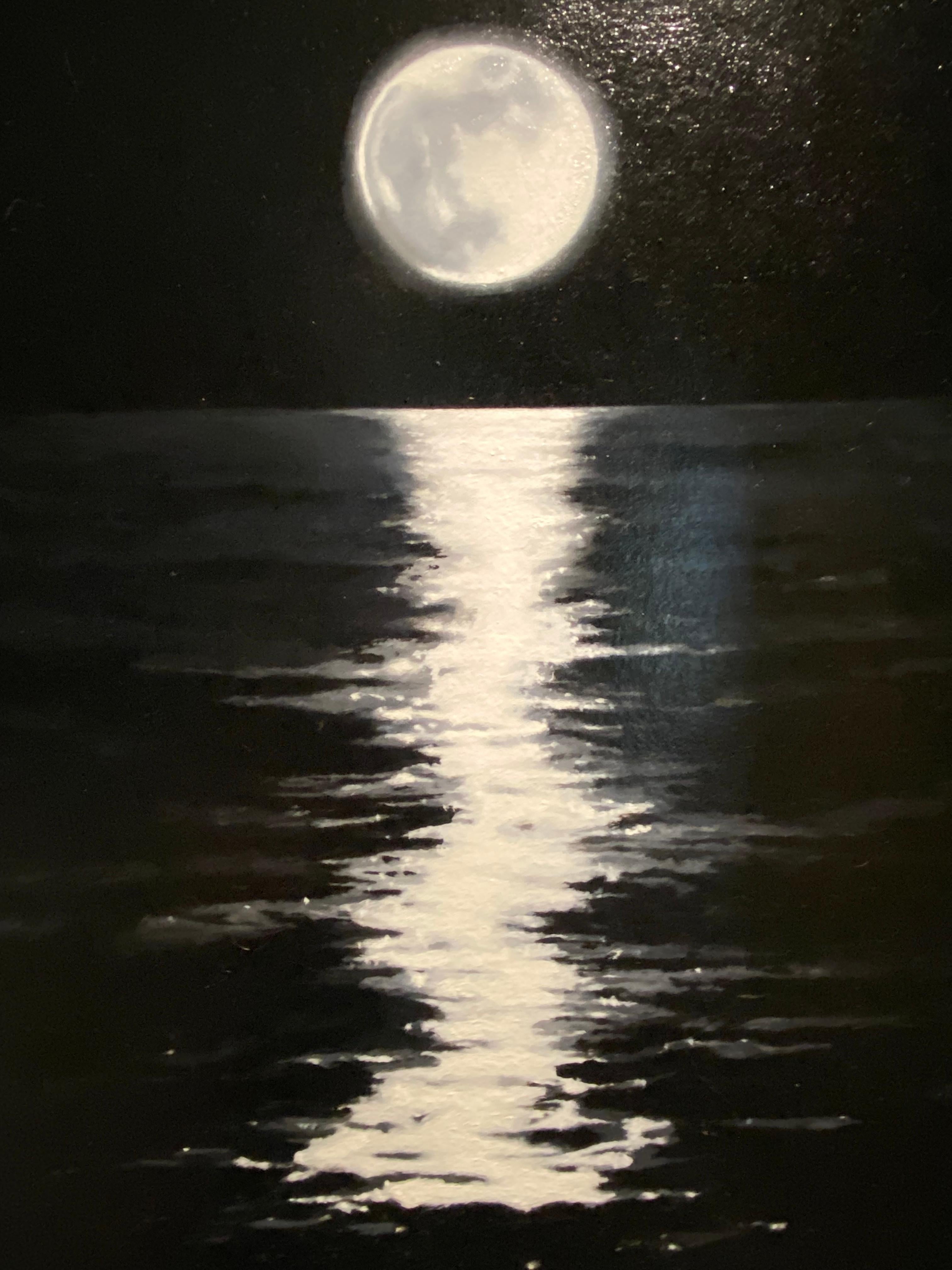 moon over the sea painting