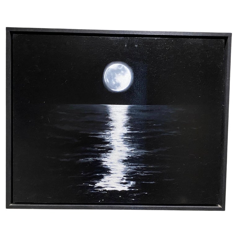 Full Moon Over The Sea Oil Painting Black And White David Cox For Sale At 1stdibs