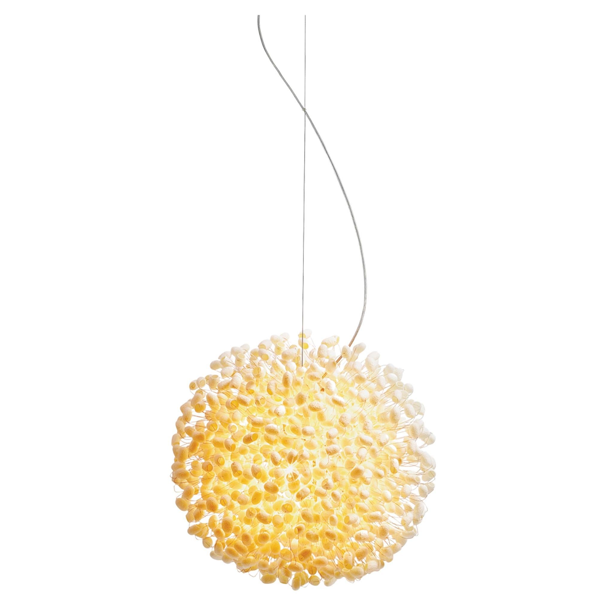 Full Moon Pendant Light by Ango, Hand-Crafted Silk Cocoon, Moon Series of Light