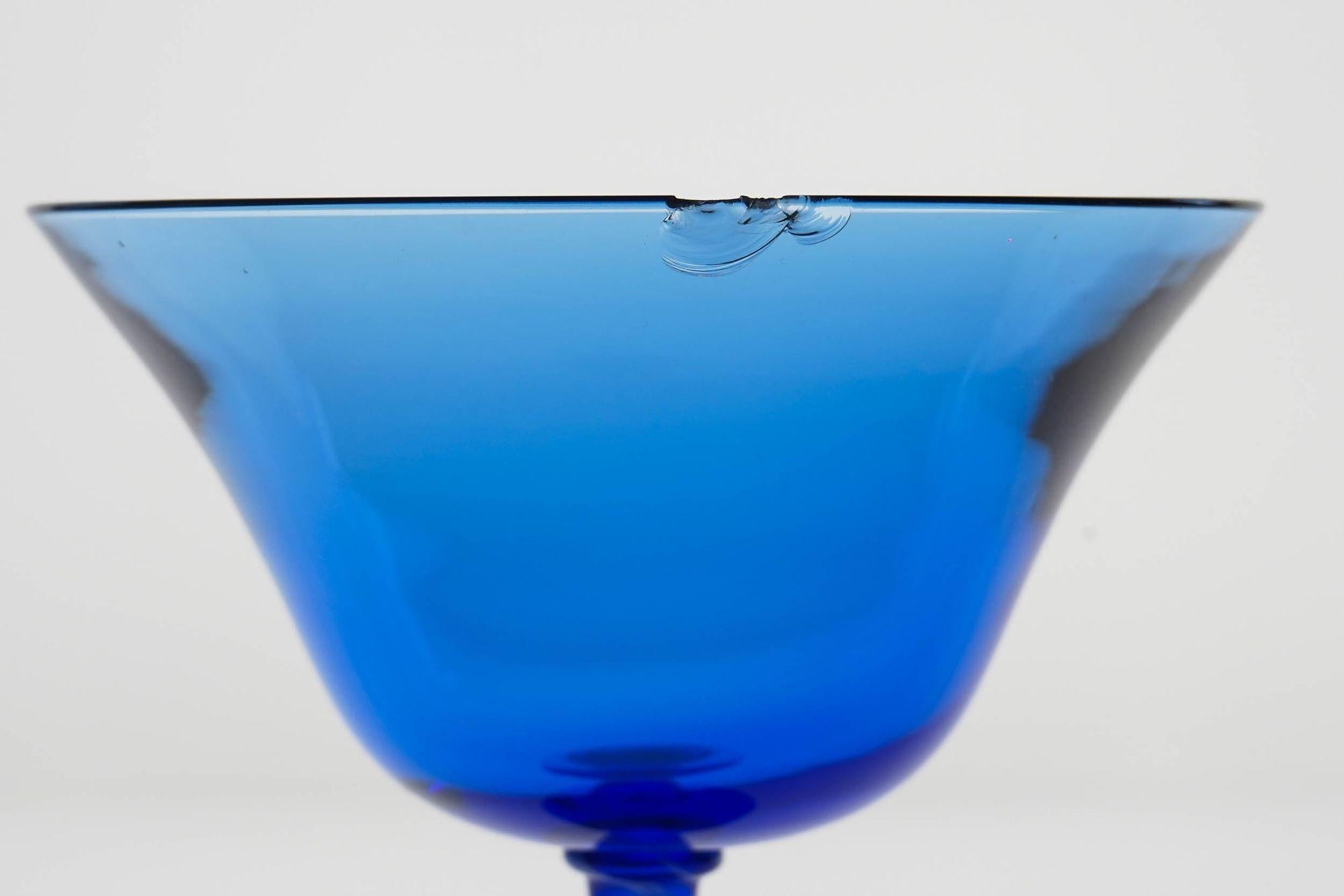 Full Murano Glass Set for 12, La Filigrana, Cobalt Blue-Zanfirico, Rare find 11