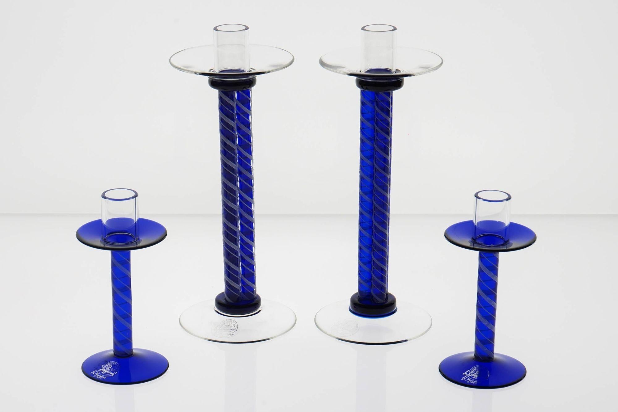 Full Murano Glass Set for 12, La Filigrana, Cobalt Blue-Zanfirico, Rare find 1