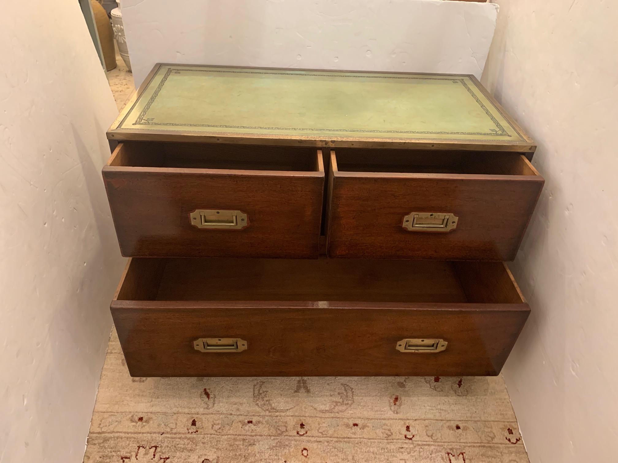 Full of Character Nantucket Campaign Style Chest of Drawers In Distressed Condition In Hopewell, NJ