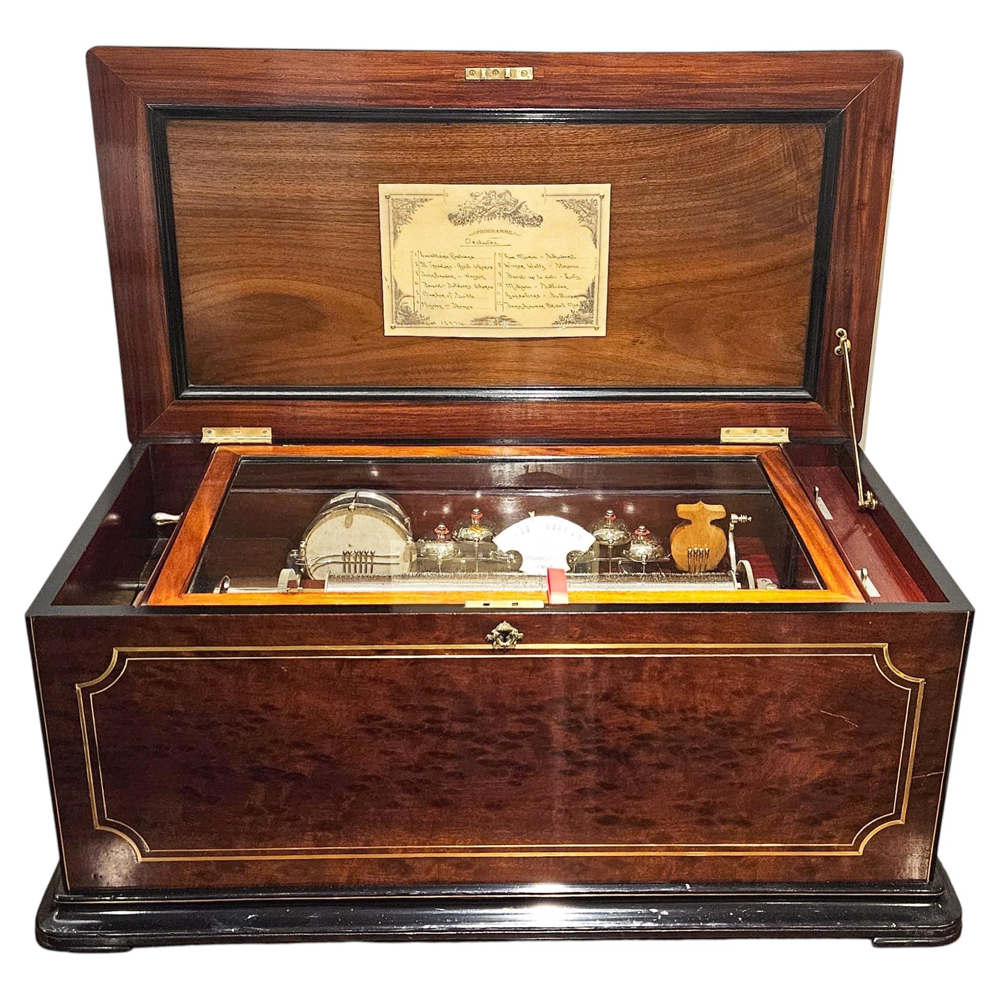 Full Orchestral Antique Music Box by George Baker, Geneva, Switzerland, c. 1890