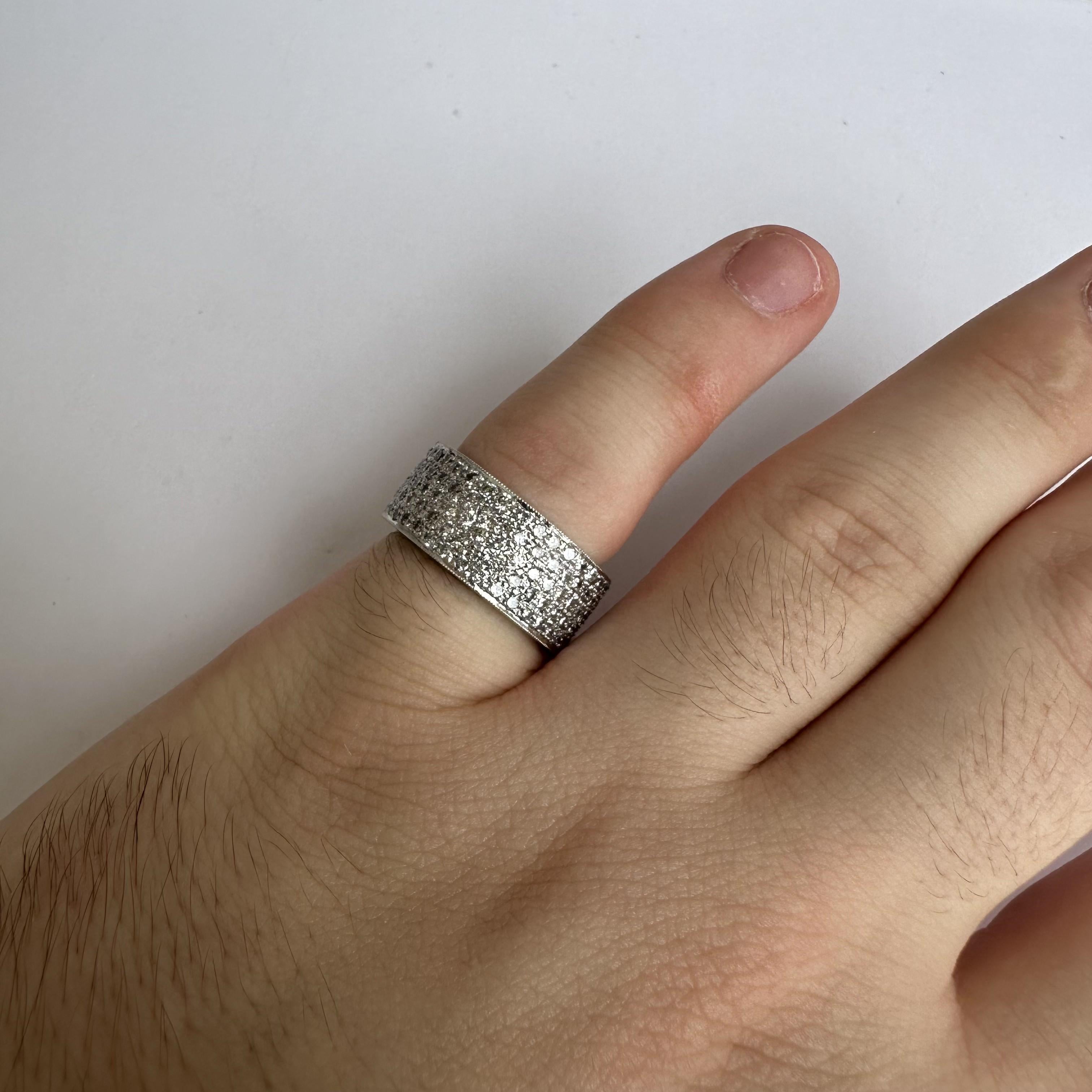 Round Cut Full Pave Natural Diamond Eternity Ring in 18kt White Gold - 3.75ctw, New For Sale