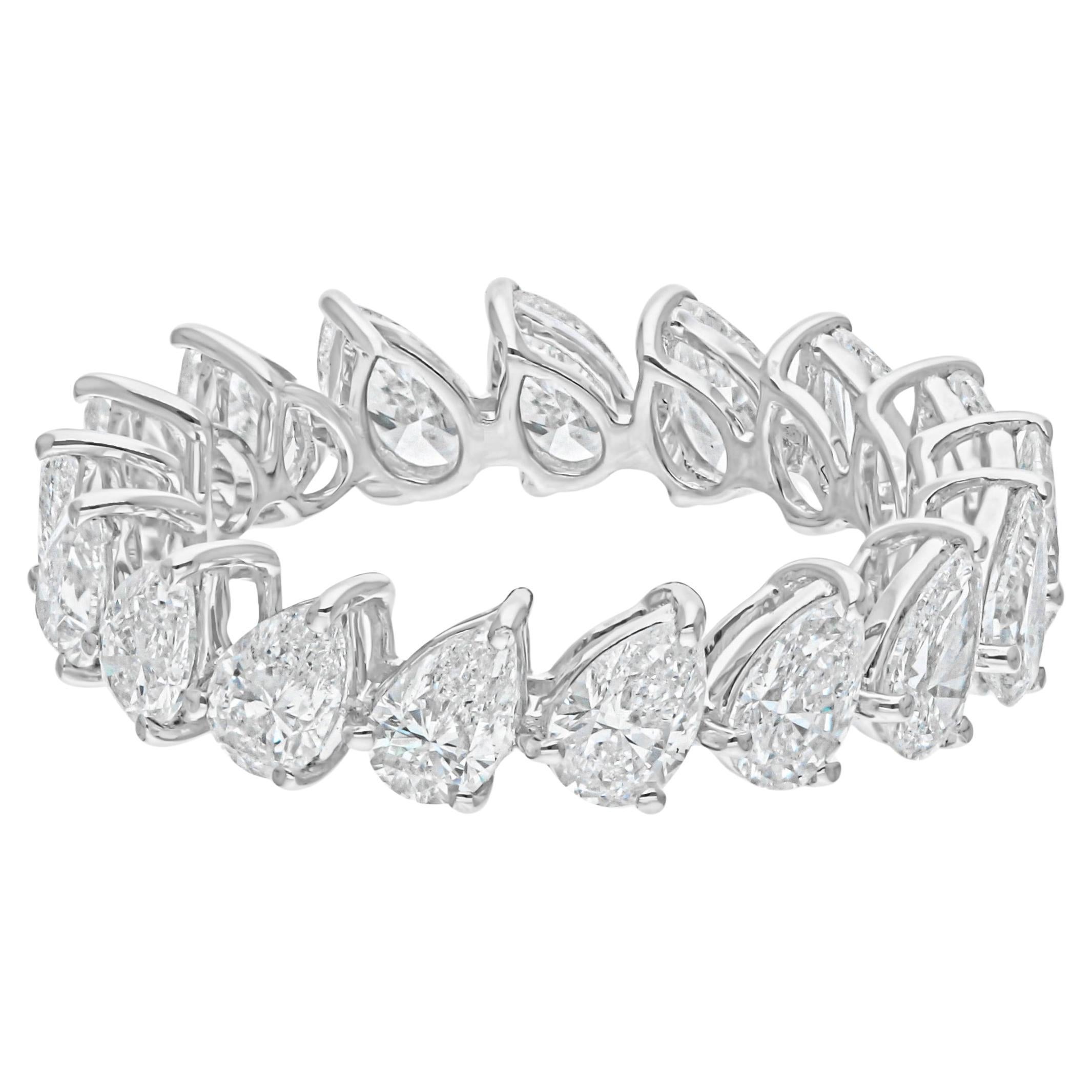 Full Pear Diamond Eternity Ring Gift Continuous Diamond 18k White Gold Band