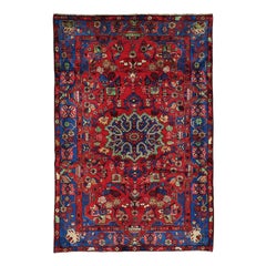 Full Pile Hand Knotted Red Persian Nahavand Oriental Rug