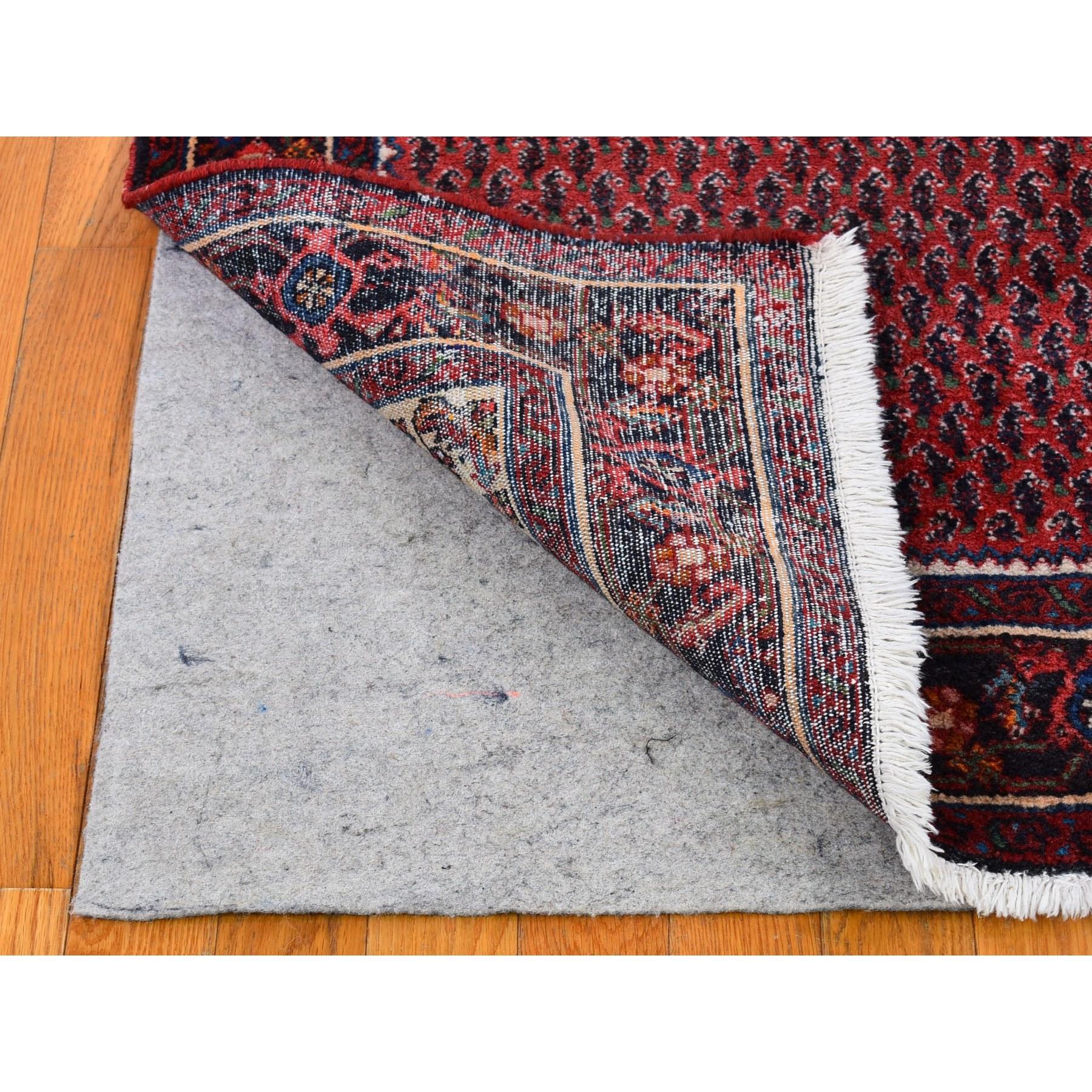 Full Pile Vintage Persian Senneh Wool Runner Denser Weave Red Hand Knotted Rug In Good Condition For Sale In Carlstadt, NJ