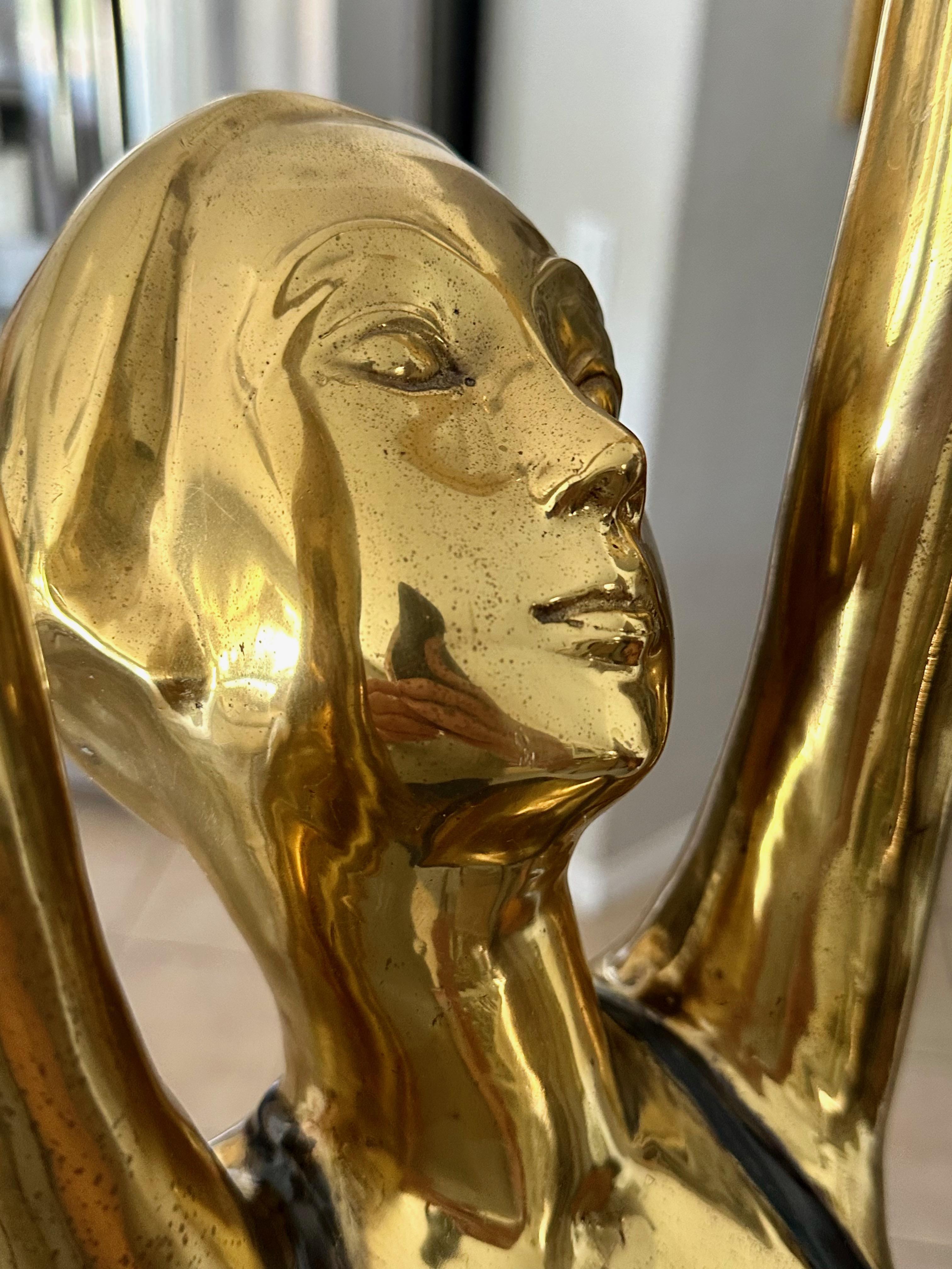 Full Scale 6ft Ballerina Stylized Dancer Brass Statue For Sale 6