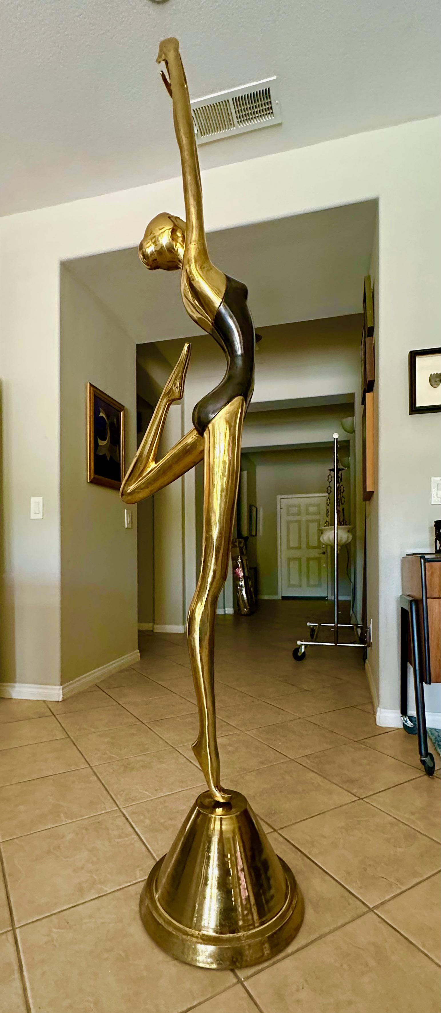 Full Scale 6ft Ballerina Stylized Dancer Brass Statue For Sale 14
