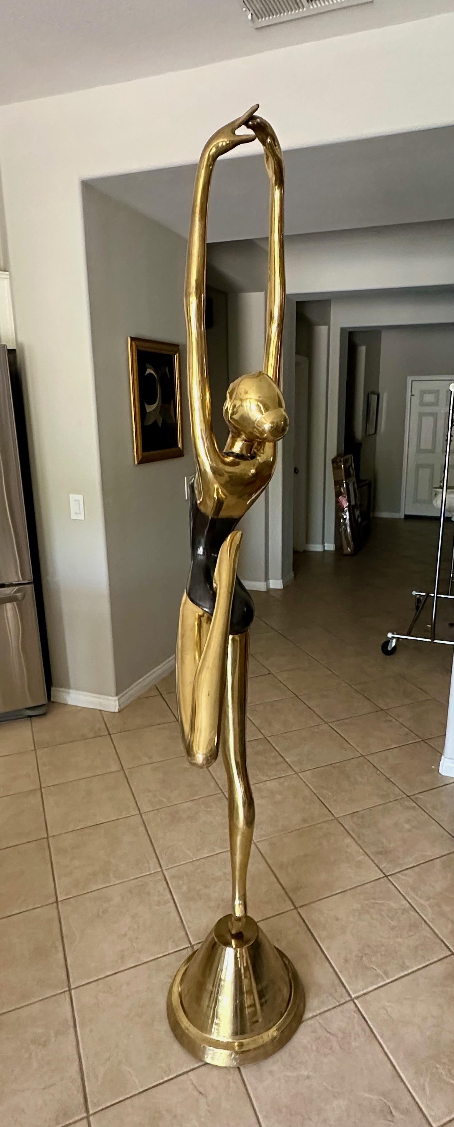 Full Scale 6ft Ballerina Stylized Dancer Brass Statue For Sale 2