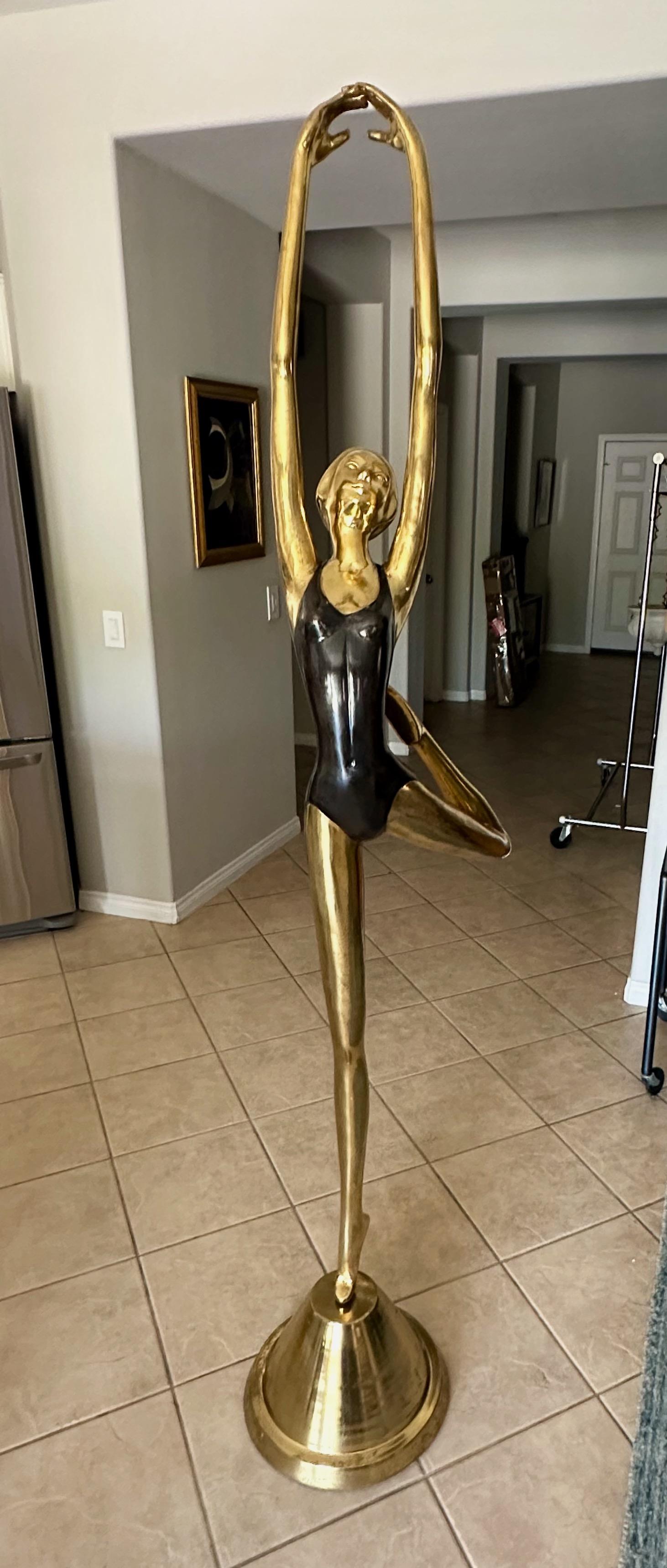 Full Scale 6ft Ballerina Stylized Dancer Brass Statue For Sale 3