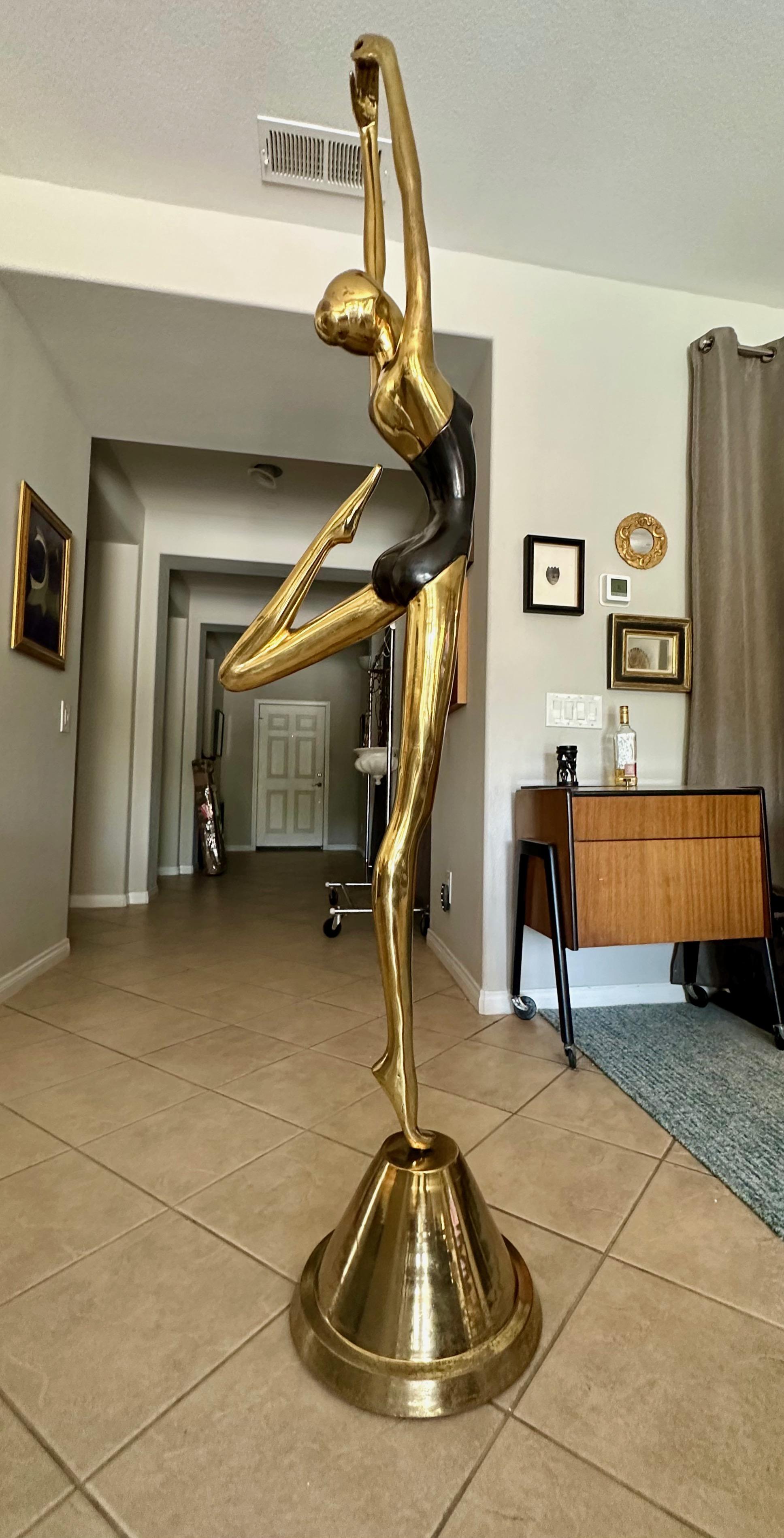 Full Scale 6ft Ballerina Stylized Dancer Brass Statue For Sale 4