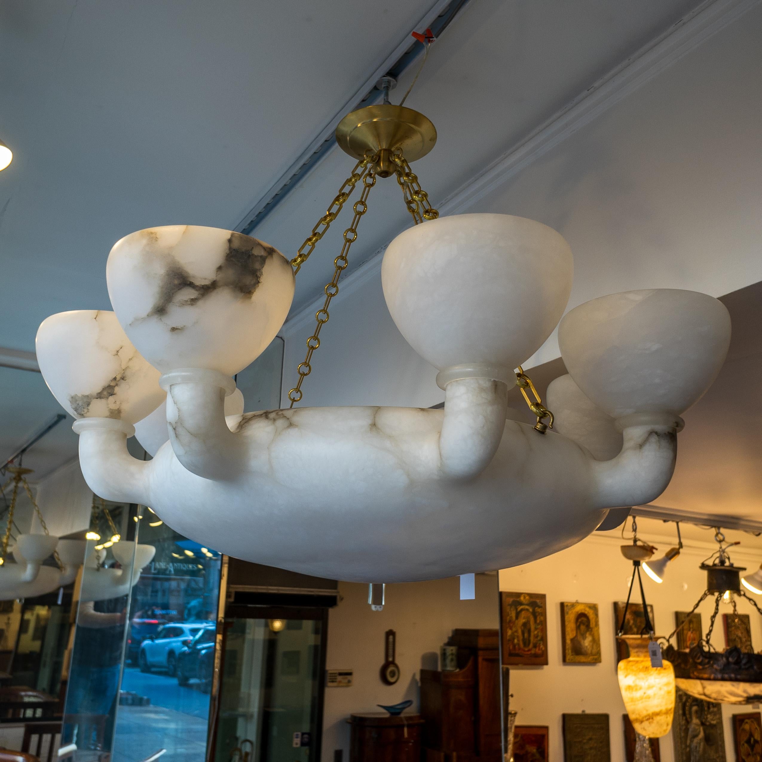 Full Scale Alabaster Chandelier For Sale 9