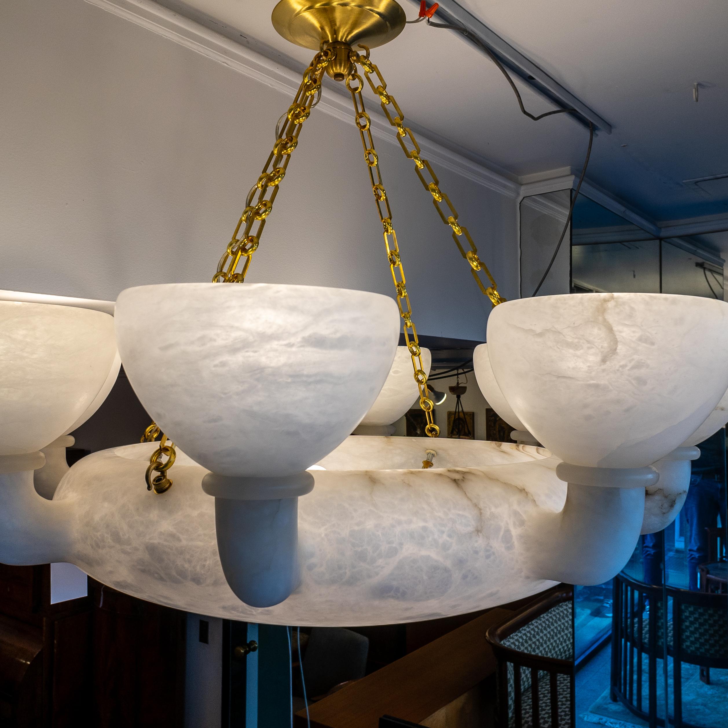 20th Century Full Scale Alabaster Chandelier For Sale