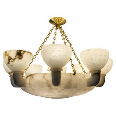 Vintage Full Scale Alabaster Chandelier