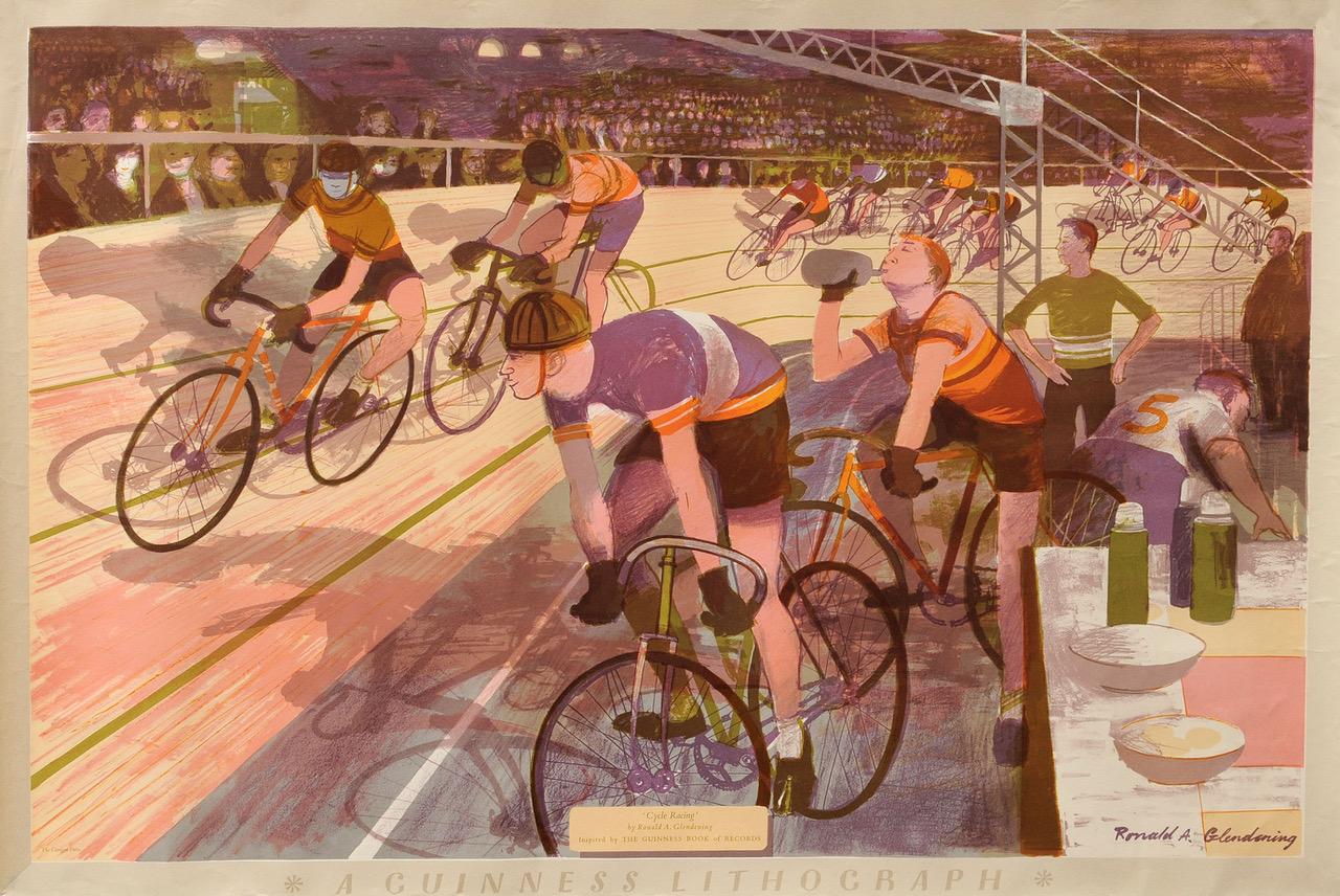 Full Set of 1956 6 First Series Guinness of Records Lithographs with Book & Tube For Sale 1