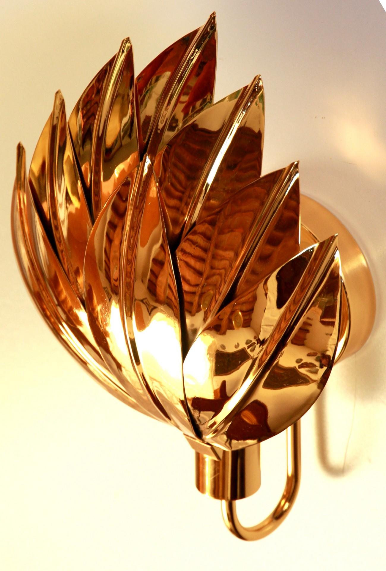Full Set of 9 Palm Sconces, Brass Gold-Plated, Maison Jansen Attribution 4