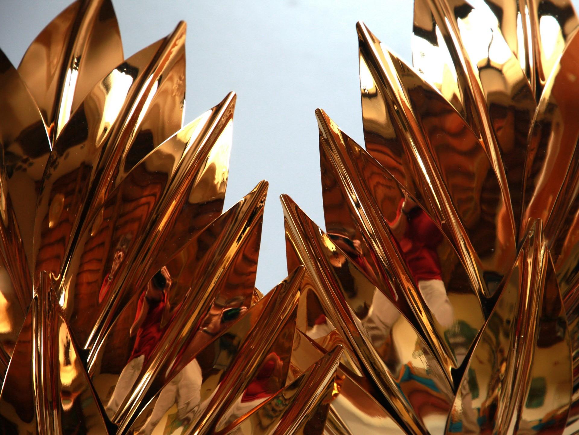 Full Set of 8 Palm Sconces, Brass Gold-Plated, Maison Jansen Attribution For Sale 6