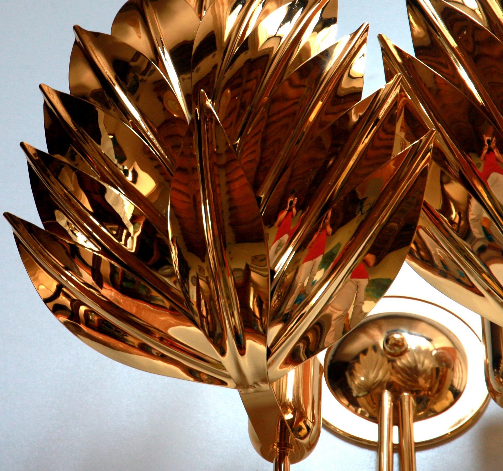 Full Set of 9 Palm Sconces, Brass Gold-Plated, Maison Jansen Attribution 10