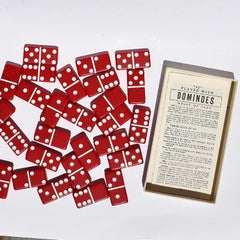 Full Set of Midcentury Red and White Vintage Dominoes in Original Packaging