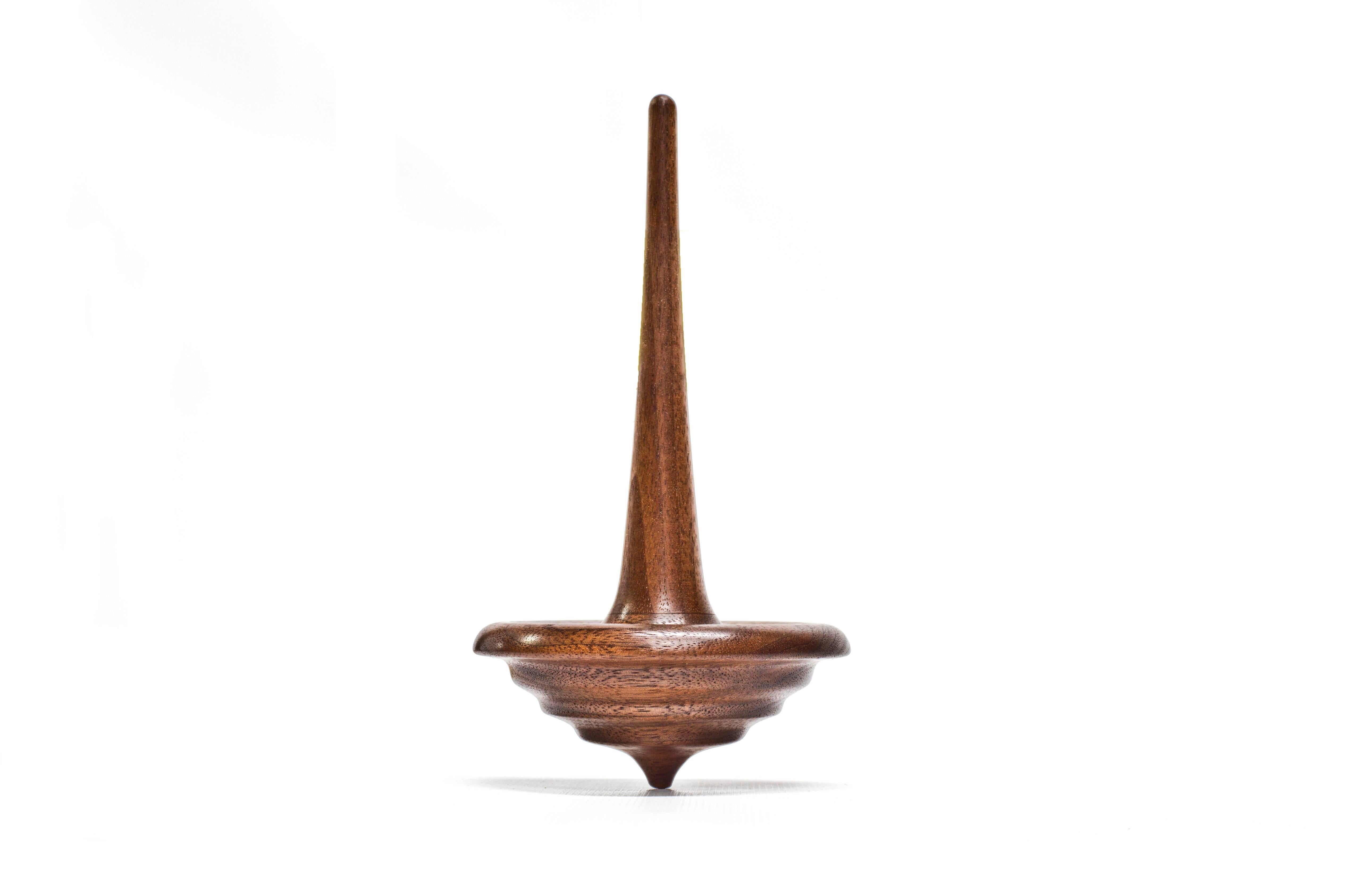 Set of 3 Small Elemental Spinning Tops in Oiled Walnut by Alvaro Uribe for Wooda In New Condition For Sale In Omro, WI