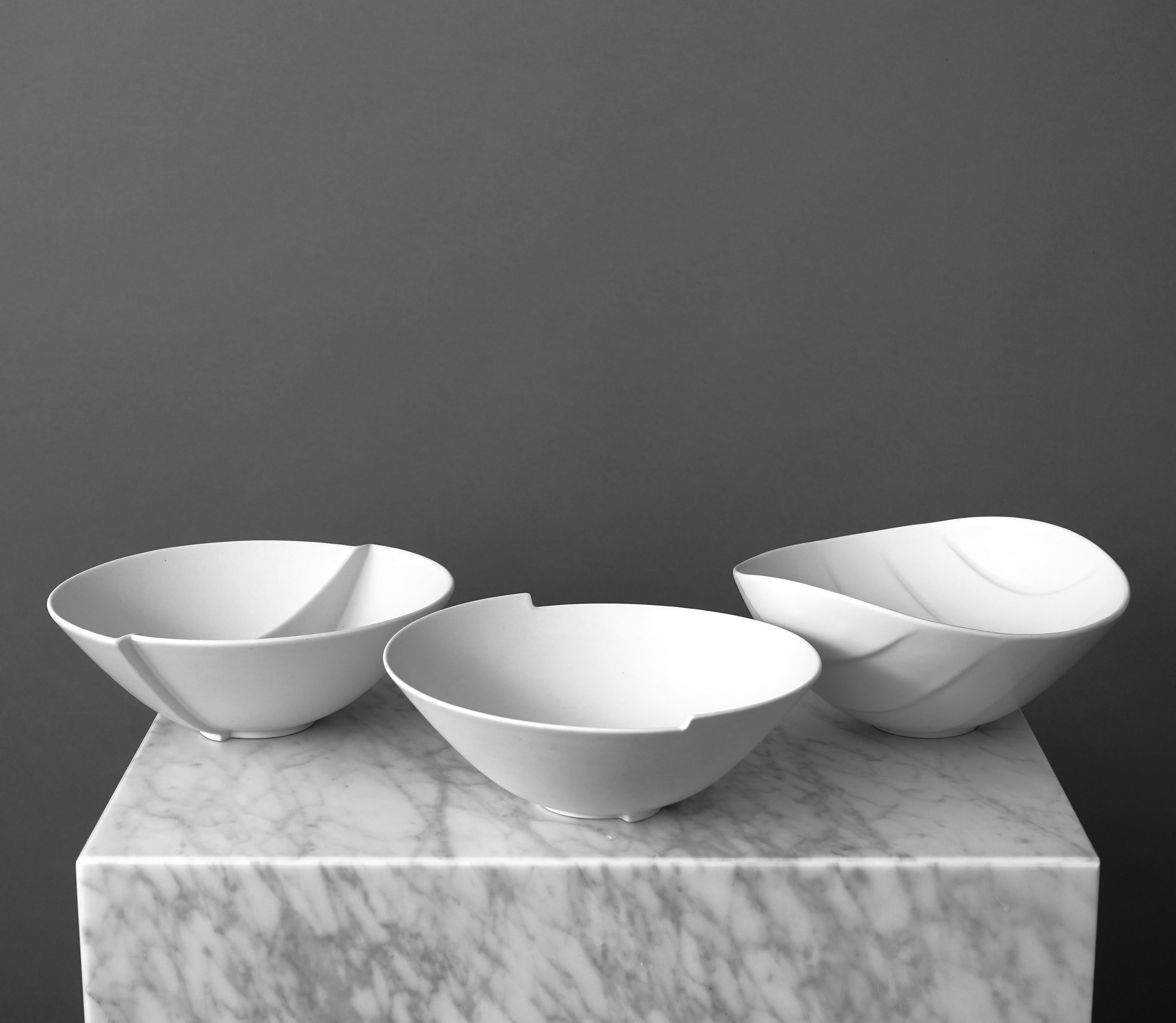 Glazed Full Set of 'Surrea' Bowls by Wilhelm Kåge for Gustavsberg Studio, Sweden, 1950s For Sale