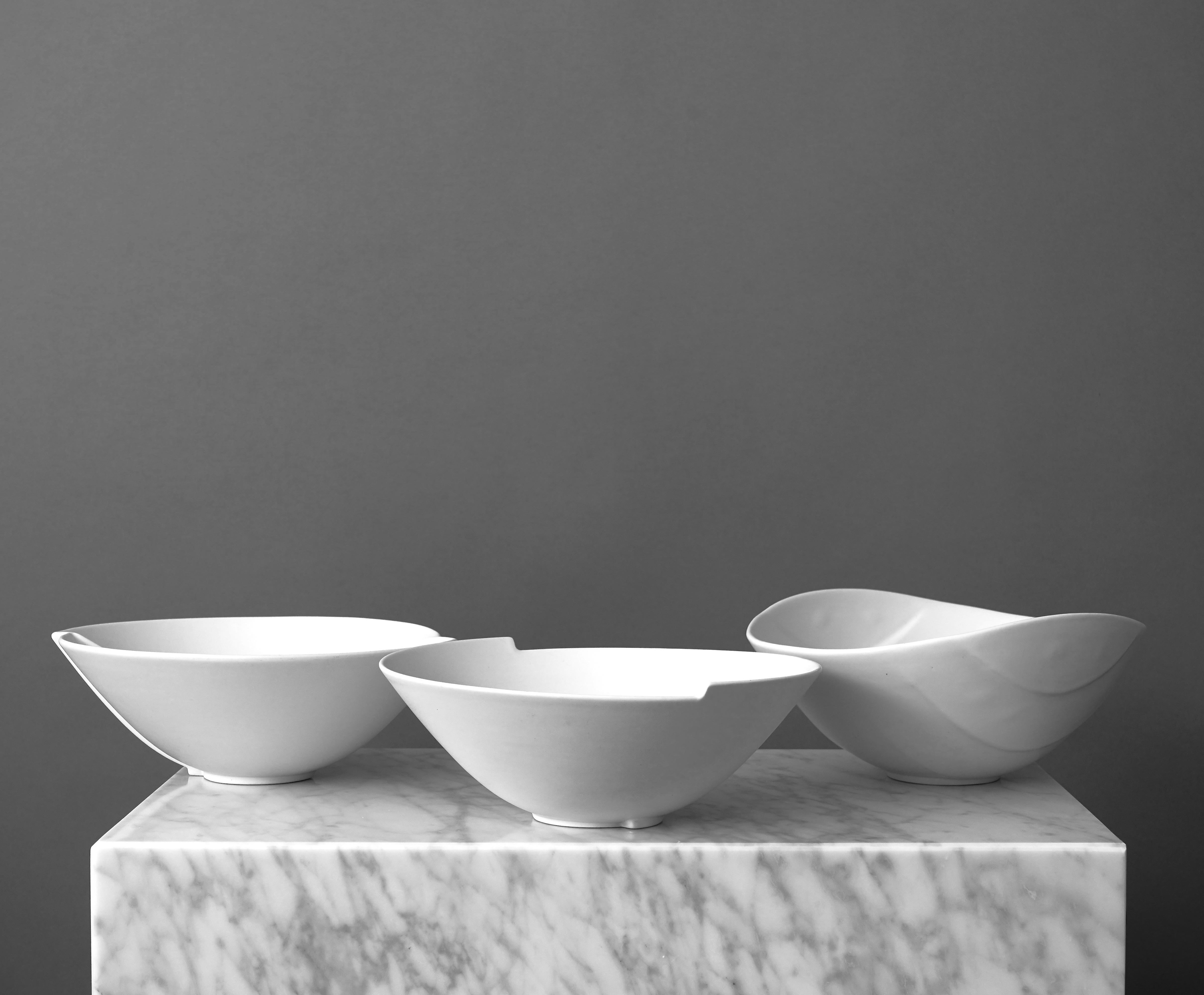 Full Set of 'Surrea' Bowls by Wilhelm Kåge for Gustavsberg Studio, Sweden, 1950s In Good Condition For Sale In Malmö, SE