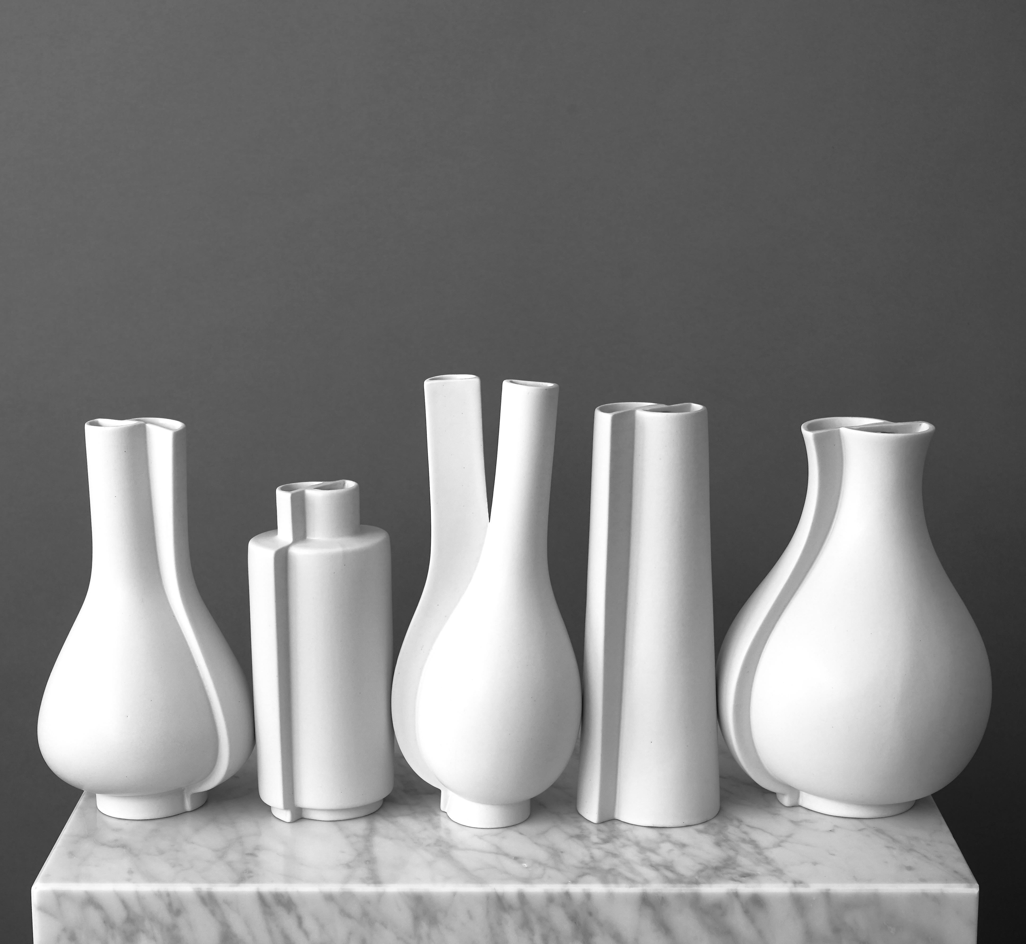 Full Set of 'Surrea' Vases by Wilhelm Kåge for Gustavsberg Studio, Sweden, 1950s In Good Condition For Sale In Malmö, SE