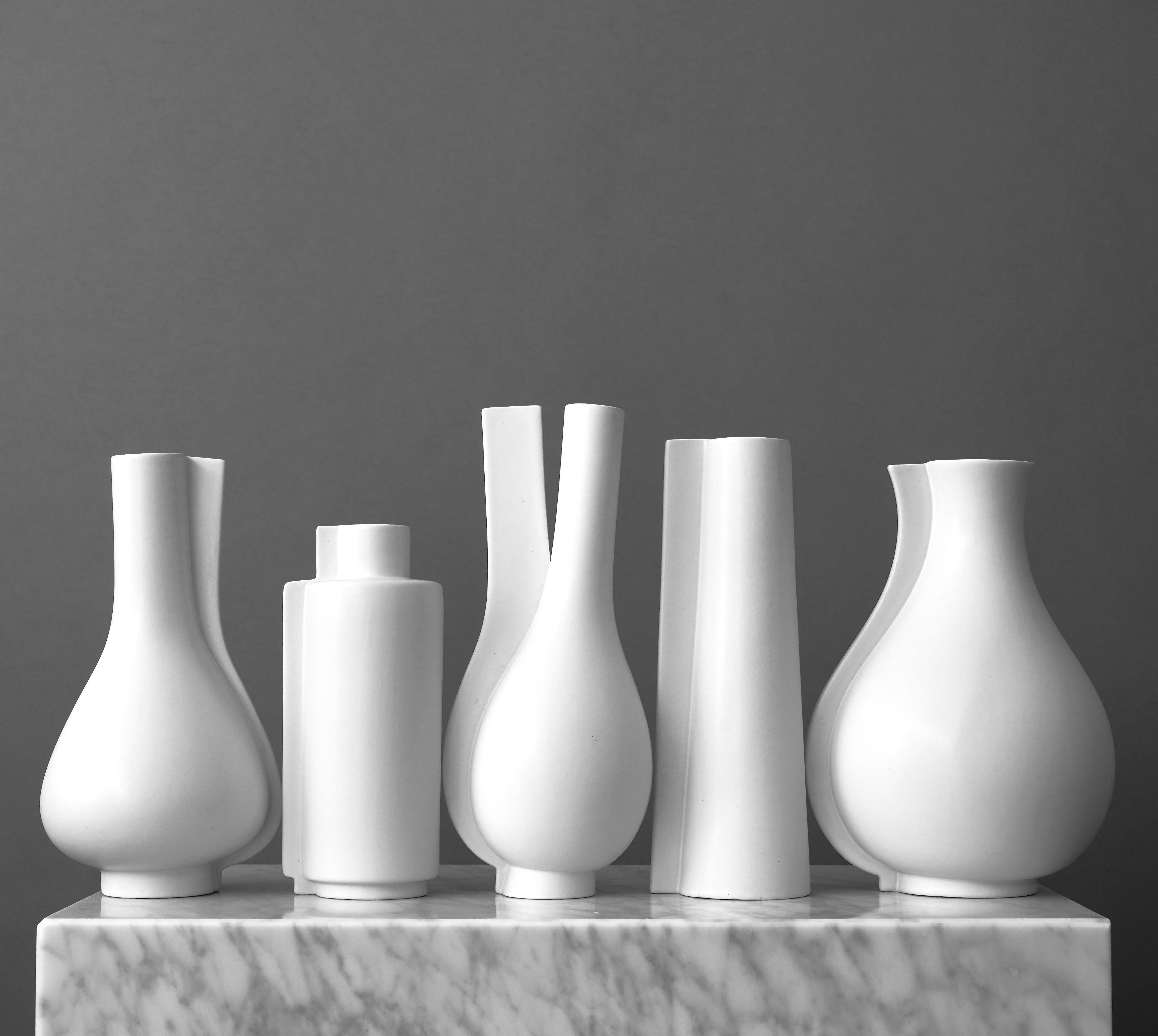 Full Set of 'Surrea' Vases by Wilhelm Kåge for Gustavsberg Studio, Sweden, 1950s For Sale 1