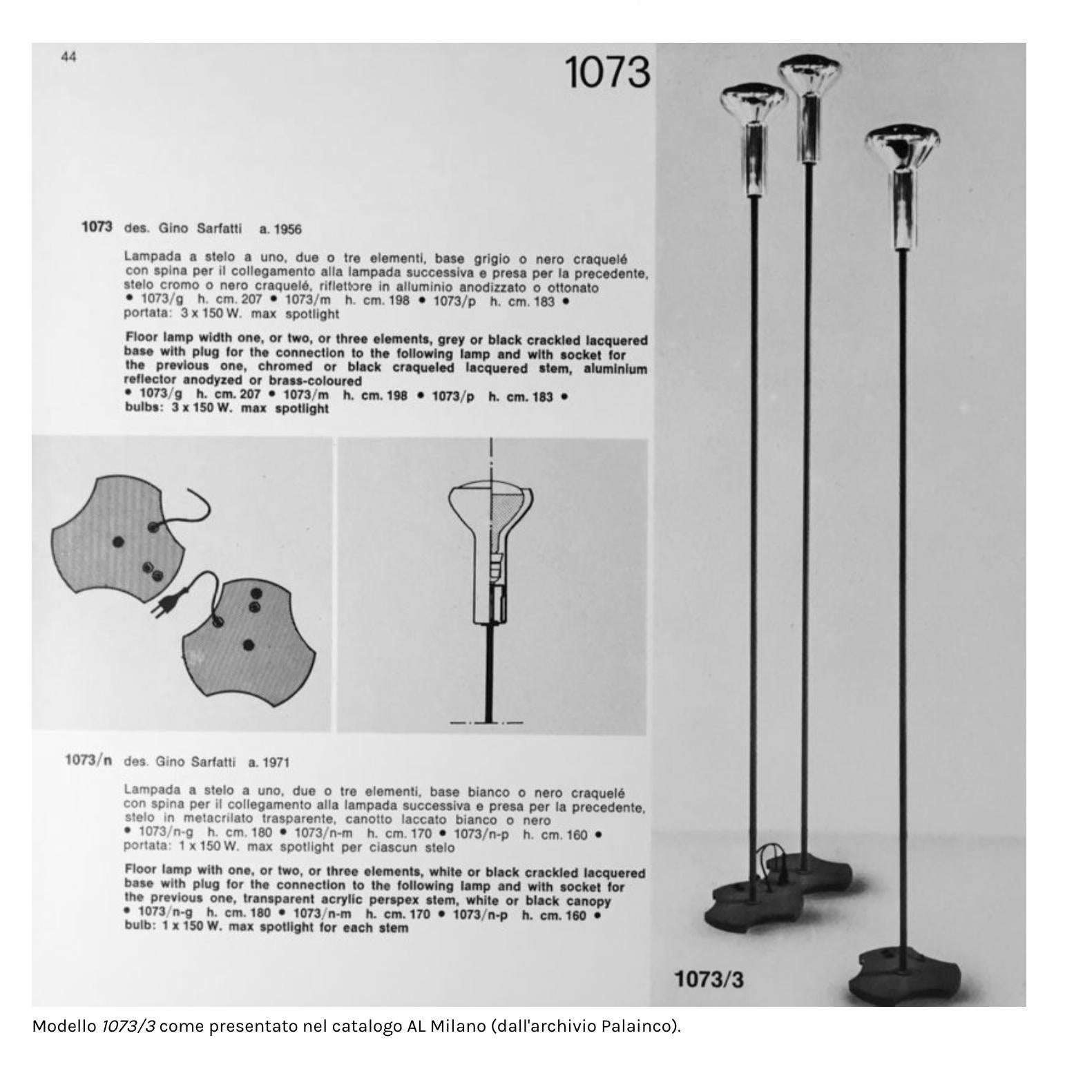 Full Set of Three Gino Sarfatti Model 1073 Floor Lamps for Arteluce, Italy 1956 For Sale 5